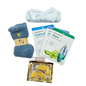 Ultimate Self-Care Bliss Bundle Face Mask Rejuvenate Moisturizing Blue Fuzzy